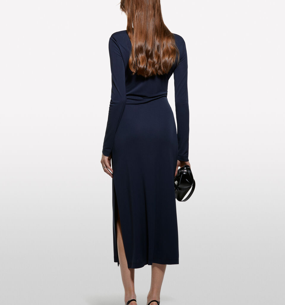 Vestido azul-escuro com racha - vestidos compridos para mulher - Azul-Escuro | Sisley image number 2